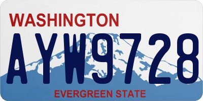 WA license plate AYW9728