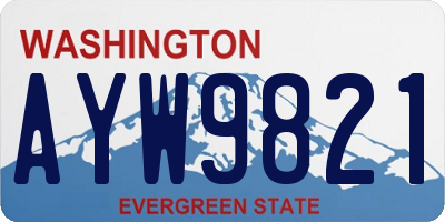 WA license plate AYW9821