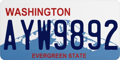 WA license plate AYW9892