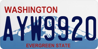 WA license plate AYW9920