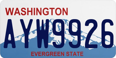 WA license plate AYW9926