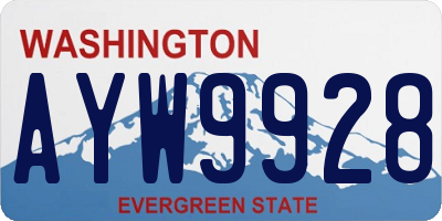 WA license plate AYW9928