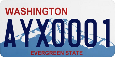 WA license plate AYX0001