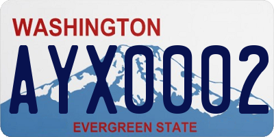 WA license plate AYX0002