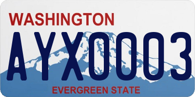 WA license plate AYX0003