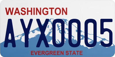 WA license plate AYX0005