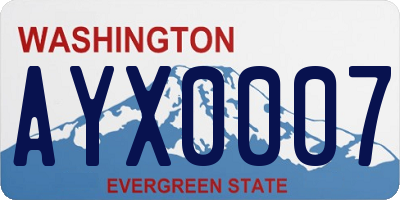 WA license plate AYX0007