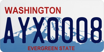 WA license plate AYX0008