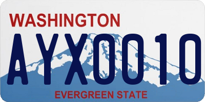 WA license plate AYX0010