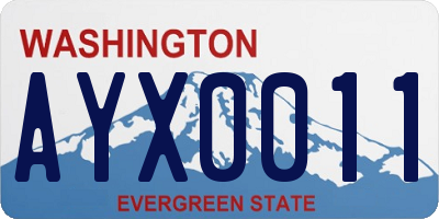 WA license plate AYX0011