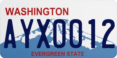 WA license plate AYX0012