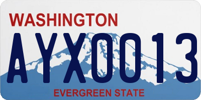 WA license plate AYX0013