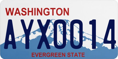 WA license plate AYX0014