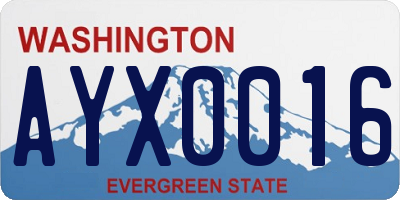 WA license plate AYX0016