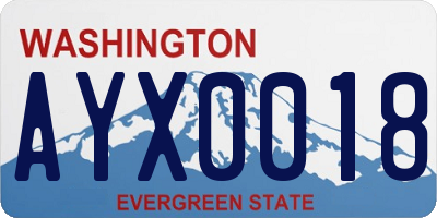 WA license plate AYX0018