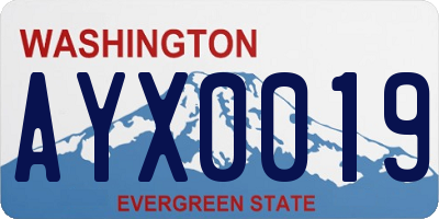 WA license plate AYX0019