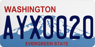 WA license plate AYX0020