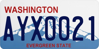 WA license plate AYX0021