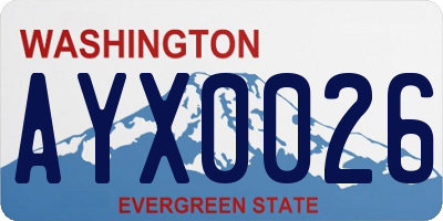 WA license plate AYX0026