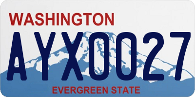 WA license plate AYX0027