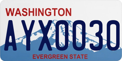 WA license plate AYX0030