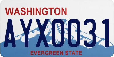 WA license plate AYX0031