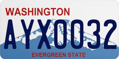 WA license plate AYX0032