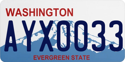 WA license plate AYX0033