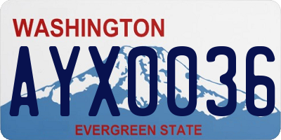 WA license plate AYX0036