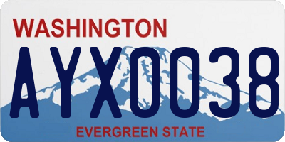 WA license plate AYX0038