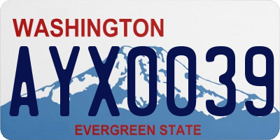 WA license plate AYX0039