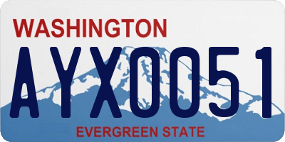 WA license plate AYX0051