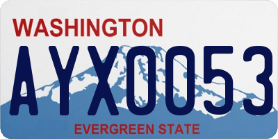 WA license plate AYX0053