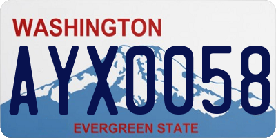 WA license plate AYX0058