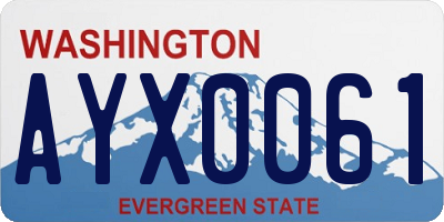 WA license plate AYX0061