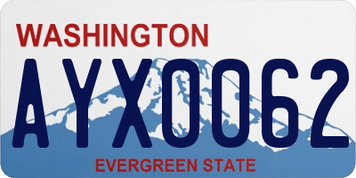 WA license plate AYX0062