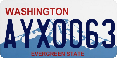 WA license plate AYX0063