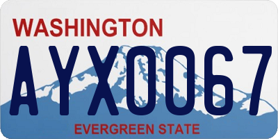 WA license plate AYX0067