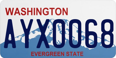 WA license plate AYX0068