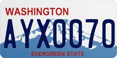 WA license plate AYX0070