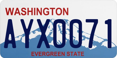 WA license plate AYX0071