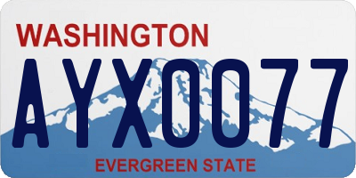 WA license plate AYX0077