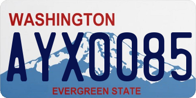 WA license plate AYX0085