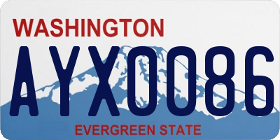 WA license plate AYX0086