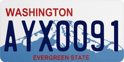 WA license plate AYX0091