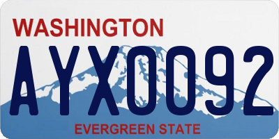 WA license plate AYX0092