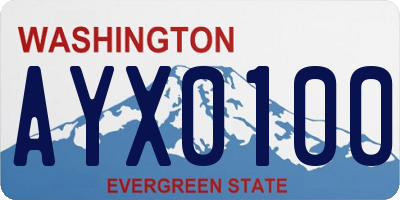 WA license plate AYX0100