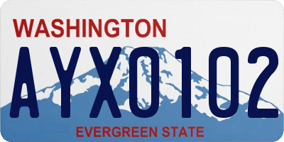 WA license plate AYX0102