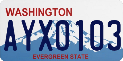 WA license plate AYX0103