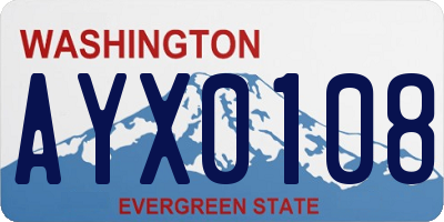 WA license plate AYX0108